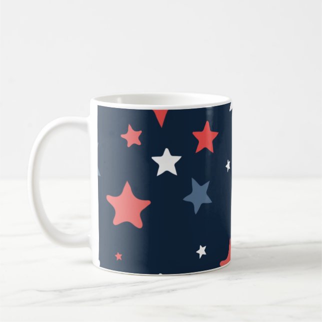 Playful Red White Blue Star Notebook Kaffeetasse (Links)