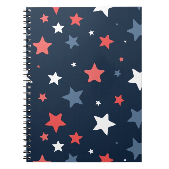 Playful Red White Blue Star Notebook Notizblock (Vorderseite)