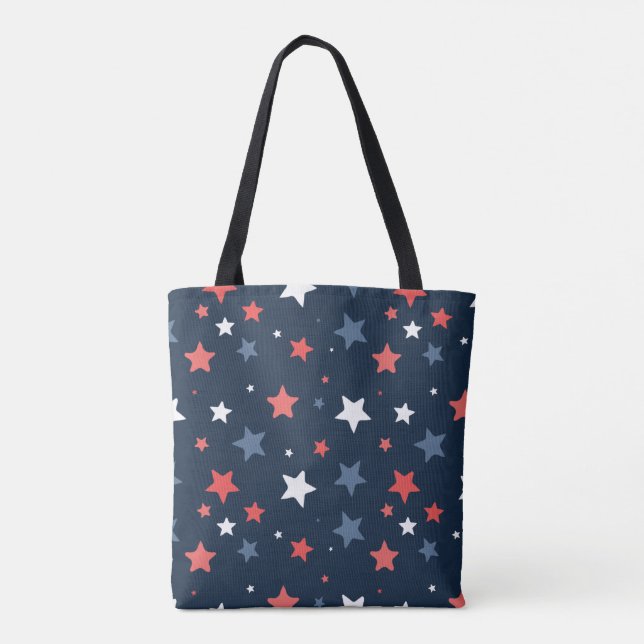 Playful Red White Blue Star Tote Bag (Rückseite)