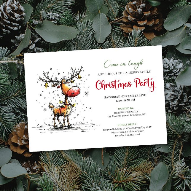 Playful Reindeer Festive Celebration Invitation Einladung (Playful Reindeer Festive Celebration Invitation)