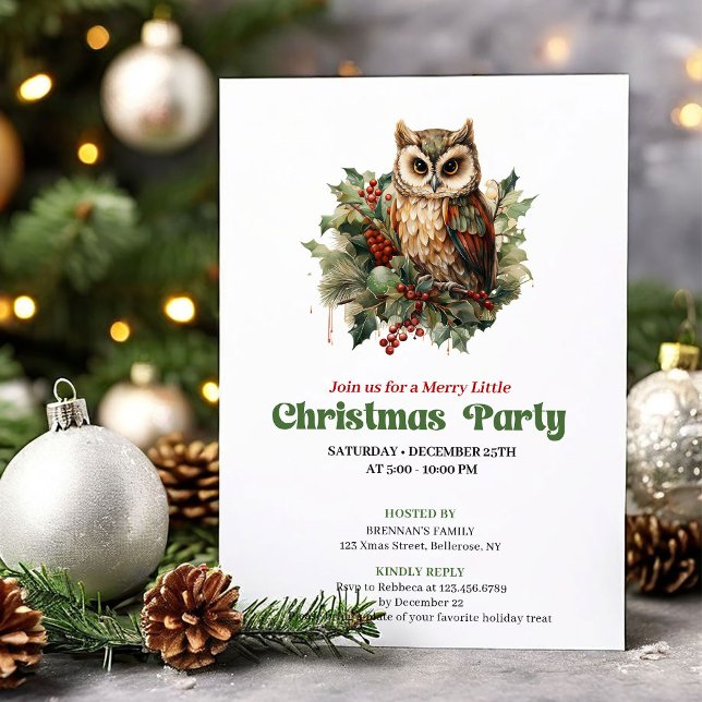 Playful retro Christmas owl party invitation Einladung (Playful retro Christmas angel party invitation

)