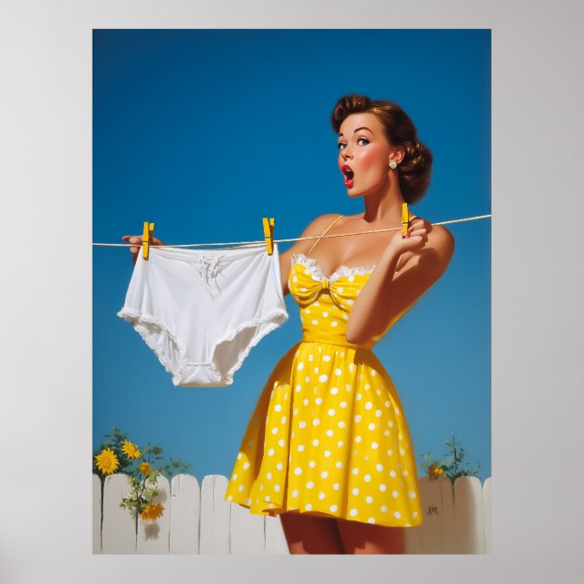  Playful Retro Laundry Day Surprise Poster (Vorne)