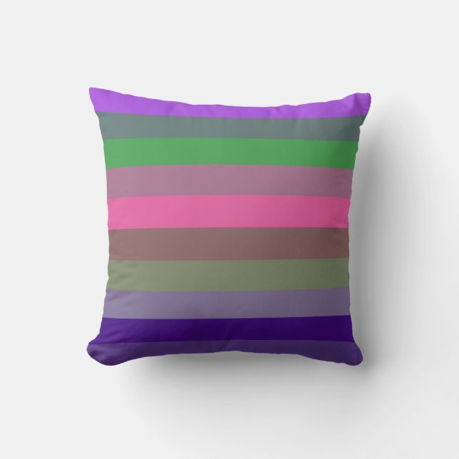 Playful Retro Pop Purple & Green Stripe Pattern Kissen (Vorderseite)
