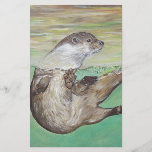 Playful River Otter Malerei Briefpapier