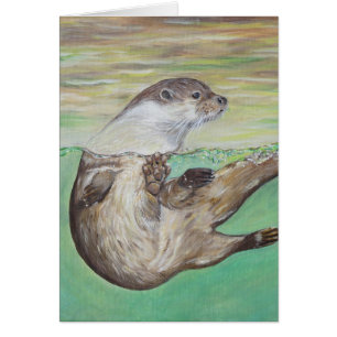 Playful River Otter Painting Grußkarte