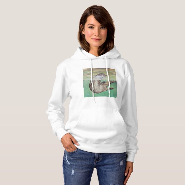 Playful River Otter Painting Hoodie (Vorne ganz)