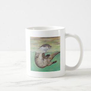 Playful River Otter Painting Kaffeetasse