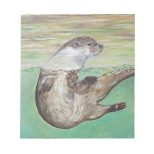 Playful River Otter Painting Notizblock