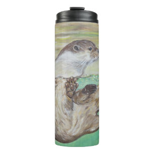 Playful River Otter Painting Thermosbecher