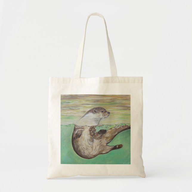Playful River Otter Painting Tragetasche (Vorne)