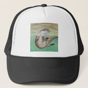 Playful River Otter Painting Truckerkappe