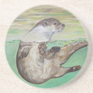 Playful River Otter Painting Untersetzer