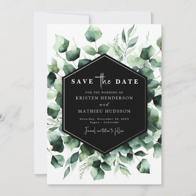 Playful Romance Eucalyptus Digital Wedding Save The Date (Vorderseite)