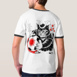 Playful Samurai Cat Soccer Kawaii & Soccer Fans! T-Shirt