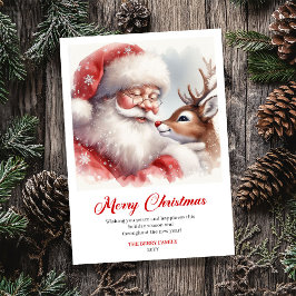 Playful Santa And Rudolph Christmas Cheer Greeting Feiertagskarte