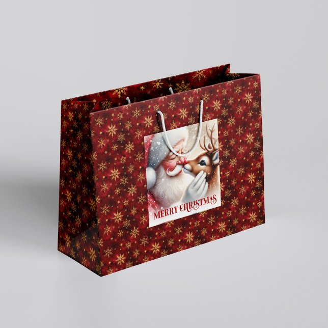 Playful Santa and Rudolph Classic Christmas Bag Große Geschenktüte (Playful Santa and Rudolph Classic Christmas Bag)