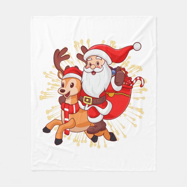 **"Playful Santa Claus Design – Fun and Festive Ch Fleecedecke (Vorderseite)