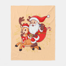**"Playful Santa Claus Design – Fun and Festive Ch Fleecedecke