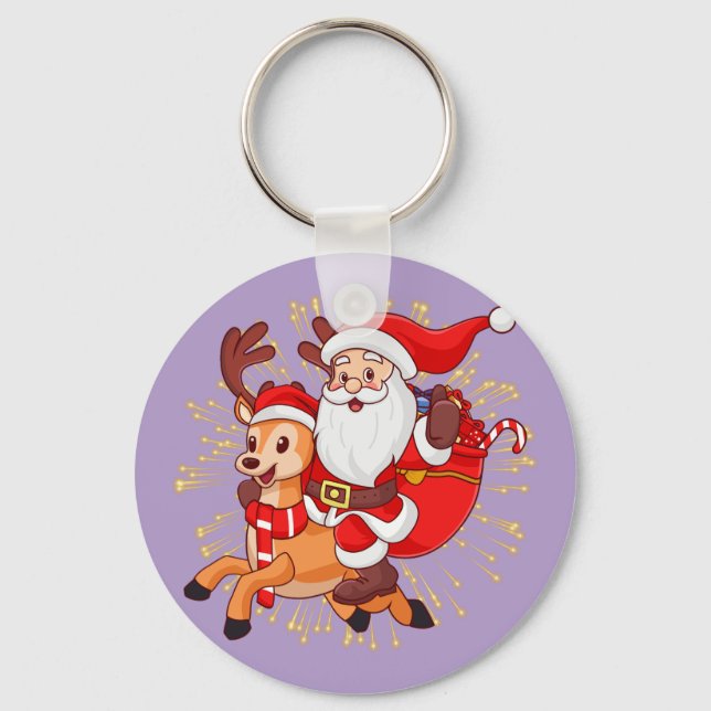 **"Playful Santa Claus Design – Fun and Festive Ch Schlüsselanhänger (Vorderseite)