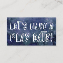 Playful Schriftart Blue Bokeh Mommy Play Date Card