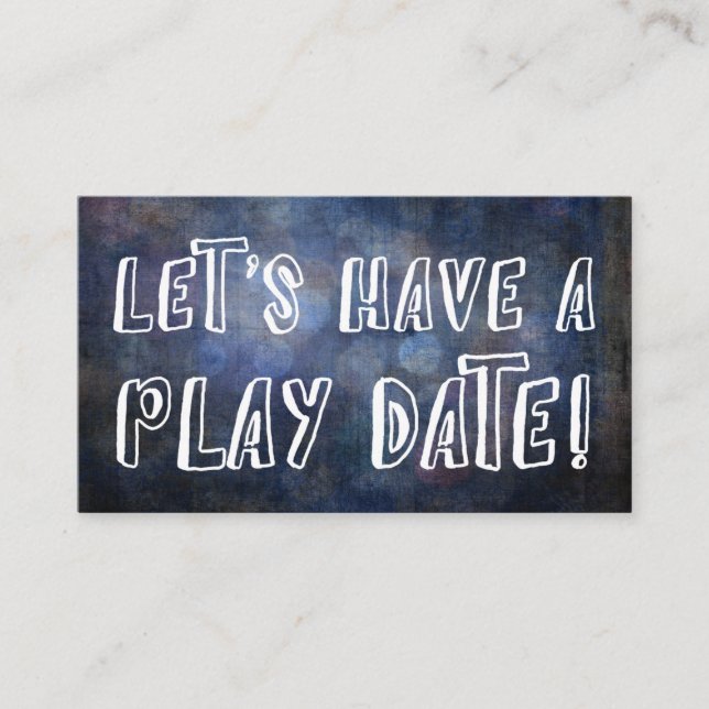 Playful Schriftart Dark Blue Grunge Mommy Play Dat Telefonnummerkarte (Vorderseite)