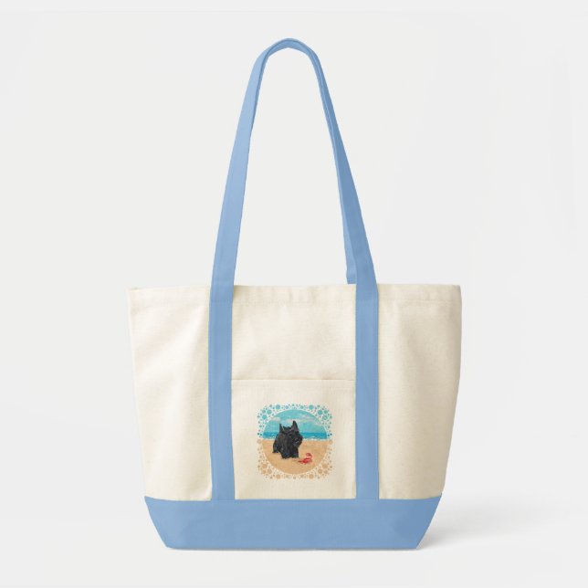 Playful Scott Terrier Beach Tote Bag Tragetasche (Vorne)
