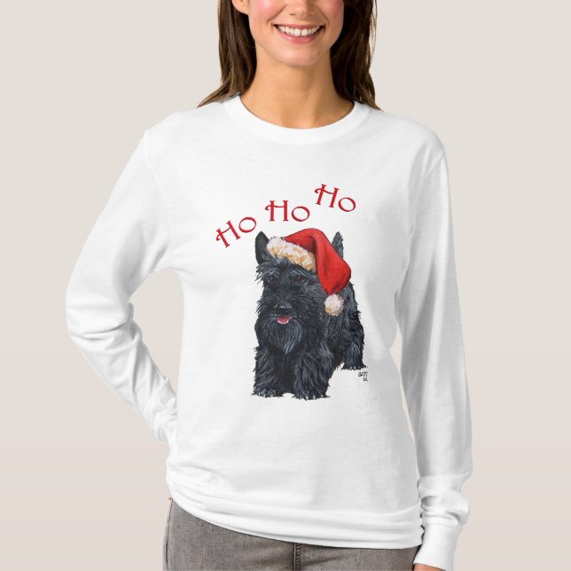 Playful Scottie Santa T-Shirt (Vorderseite)