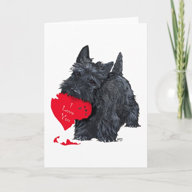 Playful Scottish Terrier Valentine Card Feiertagskarte (Vorderseite)