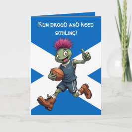 Playful Scottish Thistle Rugby Illustration Karte