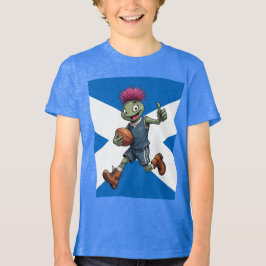 Playful Scottish Thistle Rugby Illustration Tri-Blend Shirt