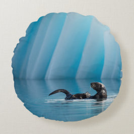 Playful Sea Otter Rundes Kissen