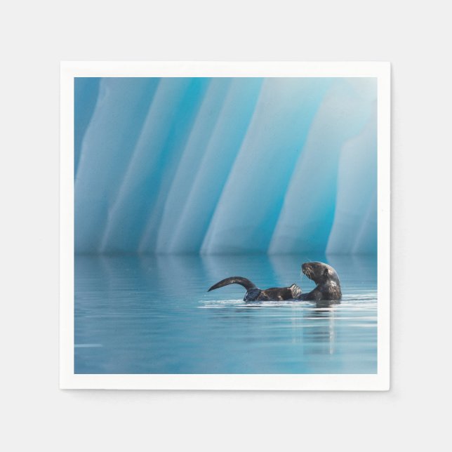 Playful Sea Otter Serviette (Vorderseite)