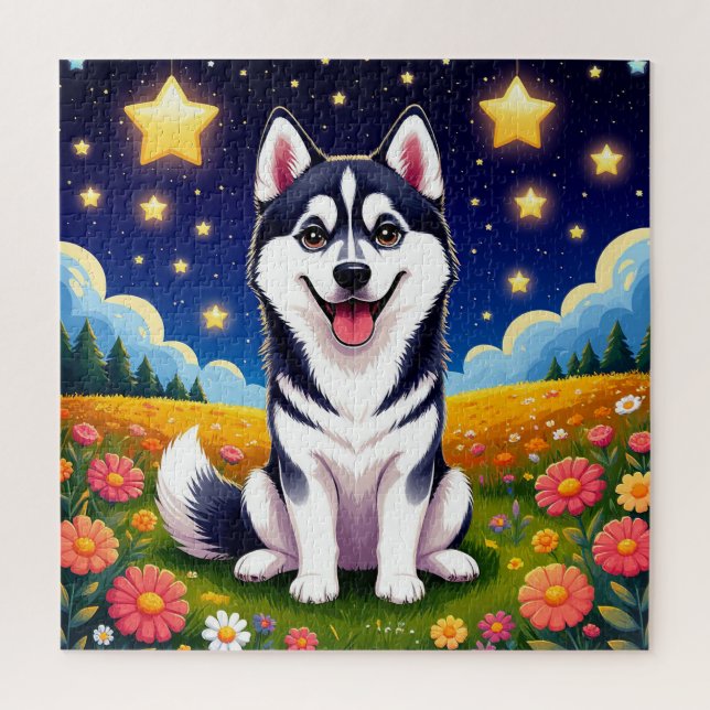 Playful Siberian Husky Puzzle (Vertikal)
