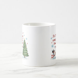 Playful Snowman and Pine Tree Merry Christmas  Kaffeetasse