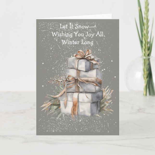 Playful Snowy Gifts Winter Card Karte (Vorderseite)