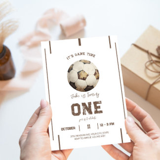 Playful Soccer Theme Birthday Invitation Einladung