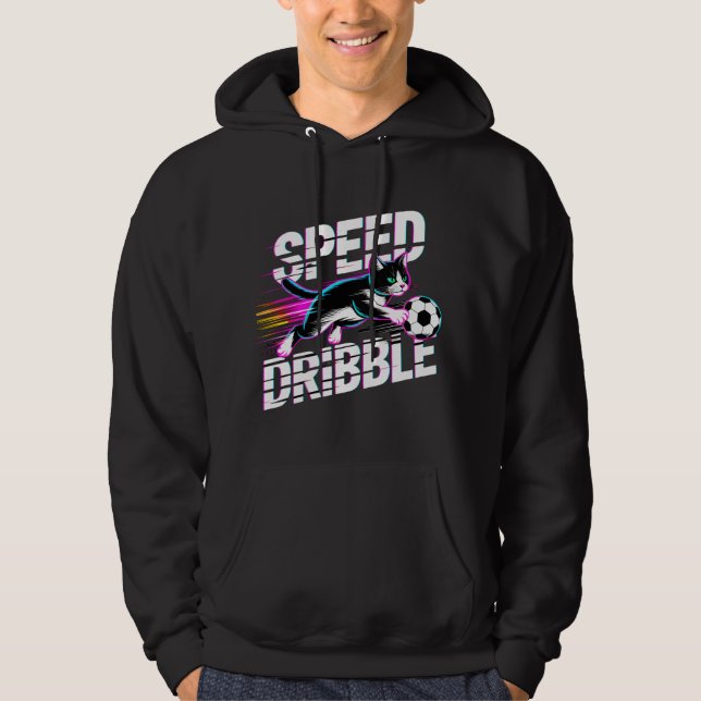 Playful Speed of Dribble Cat For Soccer Enthusiast Hoodie (Vorderseite)