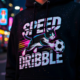 Playful Speed of Dribble Cat For Soccer Enthusiast Hoodie