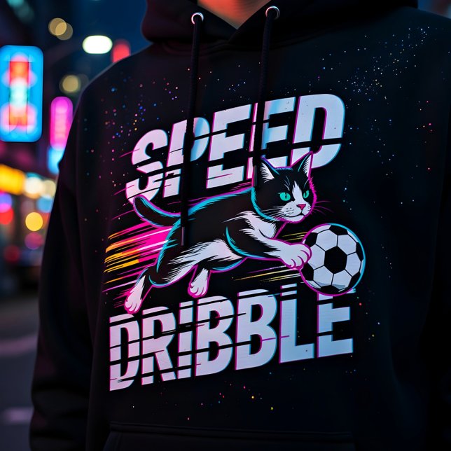 Playful Speed of Dribble Cat For Soccer Enthusiast Hoodie (Von Creator hochgeladen)