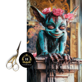 Playful Sprite Gothic Paris Gargoyle Decoupage Seidenpapier