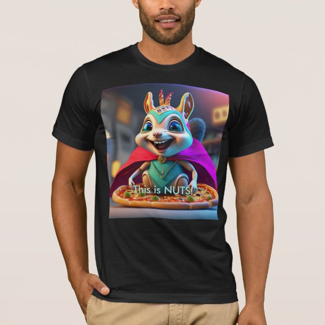 Playful Squirrel Pizza Nuts T - Shirt (Vorderseite)