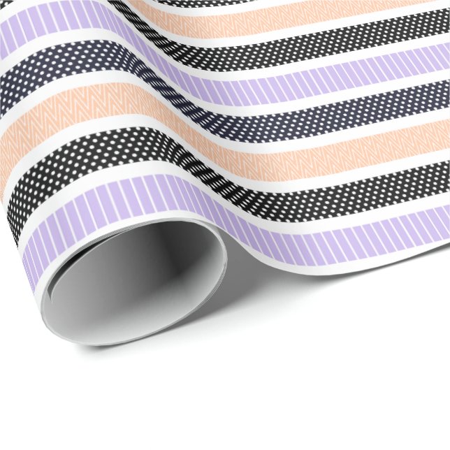 Playful Striped Polka Dot Pattern Geschenkpapier (Rolleneckpunkt)