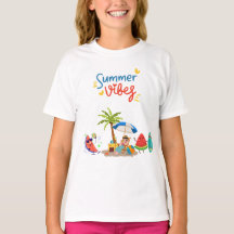 Playful Summer Beach Scene with Tropical Characte