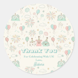 Playful Sweet and Three Kids Birthday Runder Aufkleber