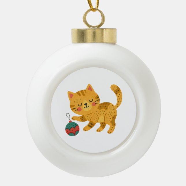 Playful Tabby Cat Christmas Ornament (Vorderseite)