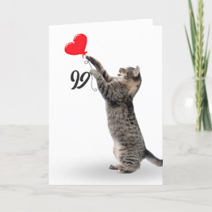 playful tabby cat for 99th birthday card karte