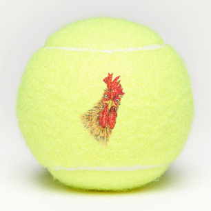 Playful Tennis Balls Surprised Rooster Fun Tennisbälle
