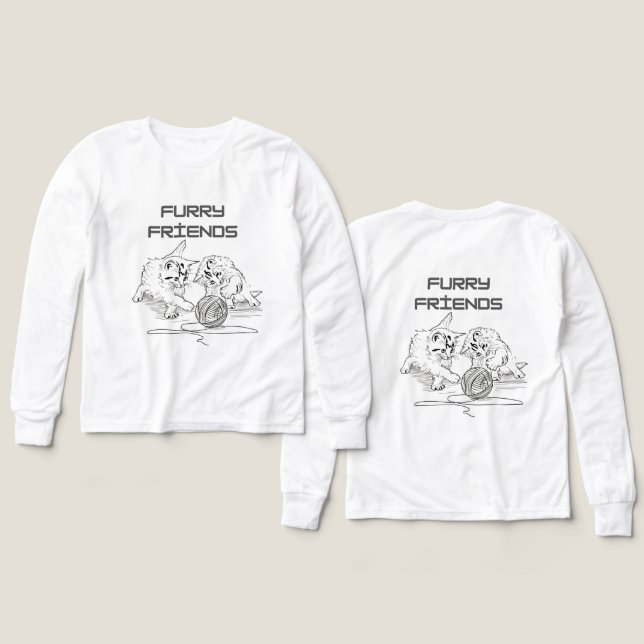 Playful Thread Tango - Zwei Kätzchen beim Spielen (Design Vorderseite & Rückseite)