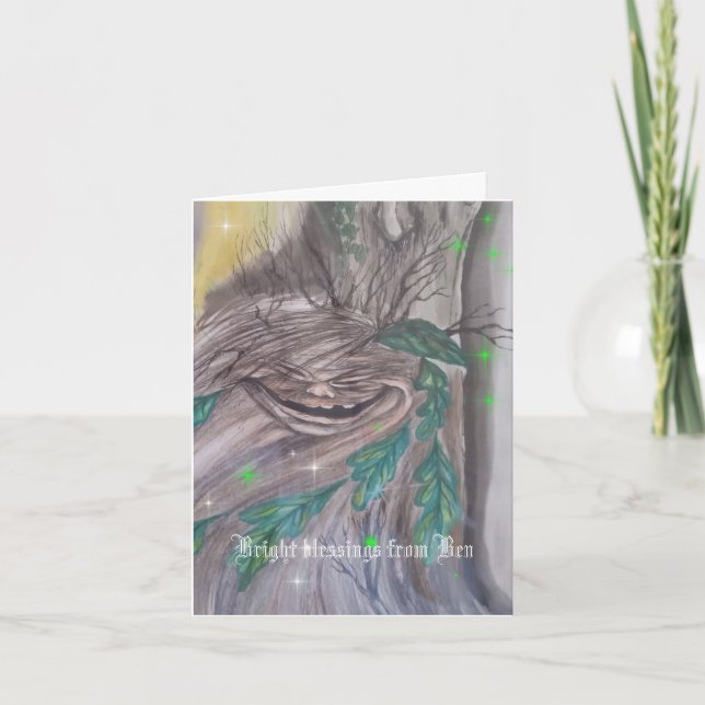Playful tree spirit blessings card karte (Vorderseite)