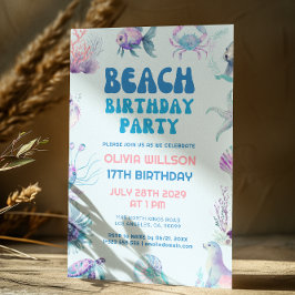 Playful Tropical Summer Beach Geburtstagsparty Einladung
